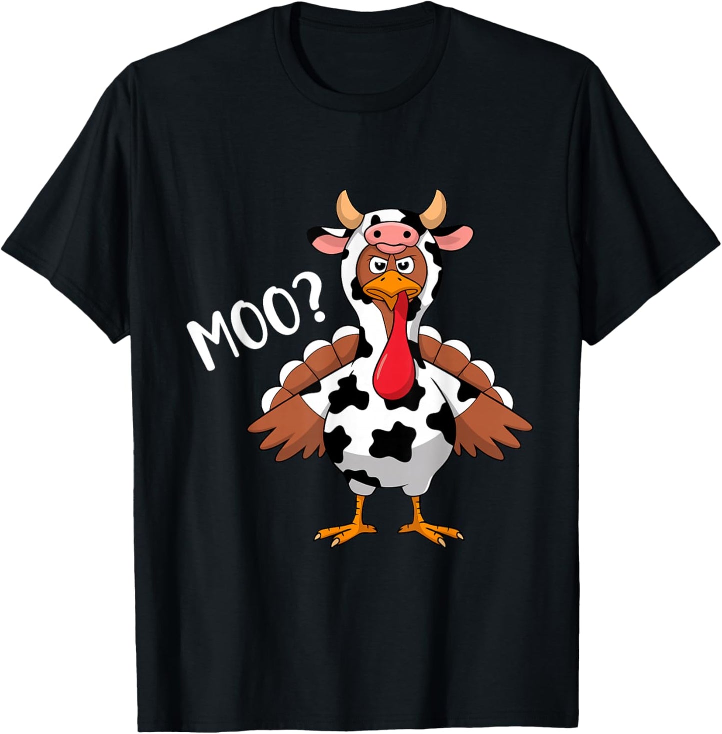 Turkey Moo Funny Thanksgiving Men Women T-Shirt - T-Shirt | Black