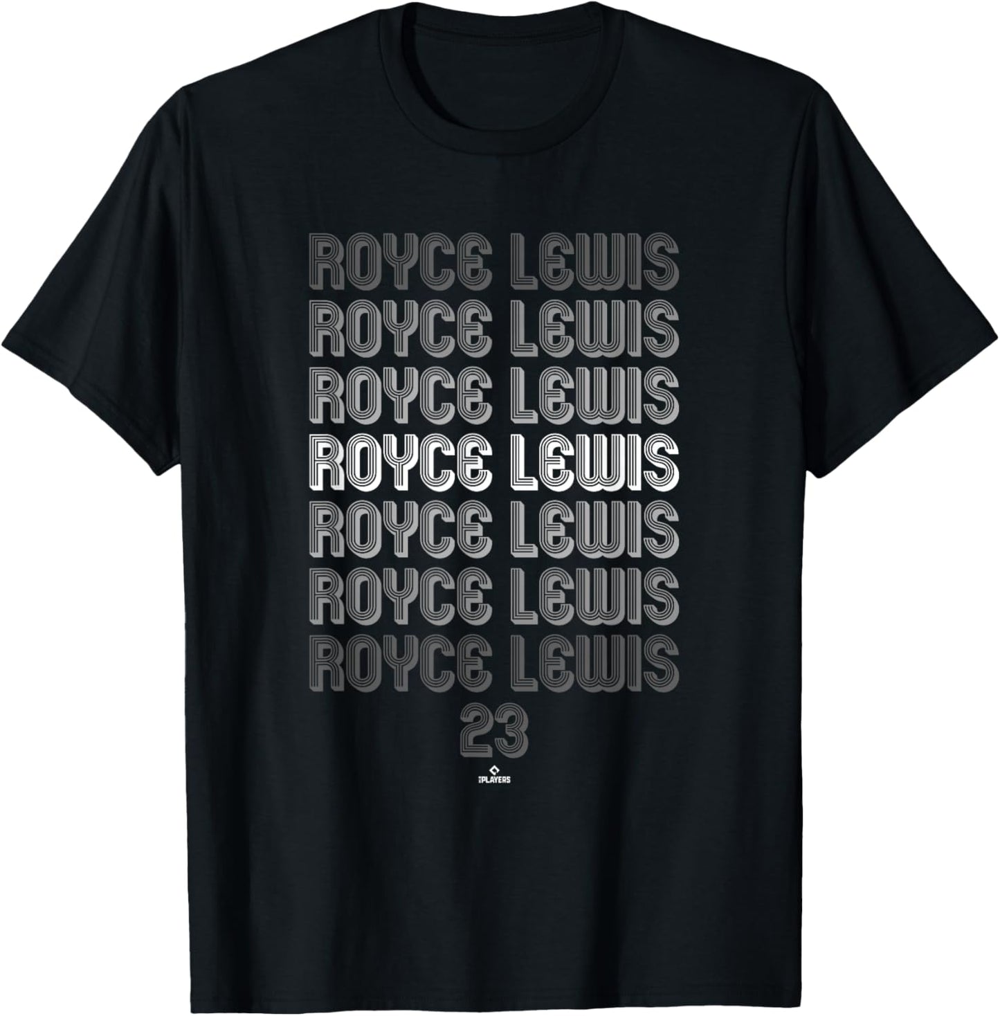 Retro Repeating Text Royce Lewis Minnesota Baseball MLBPA T-Shirt - T-Shirt | Black