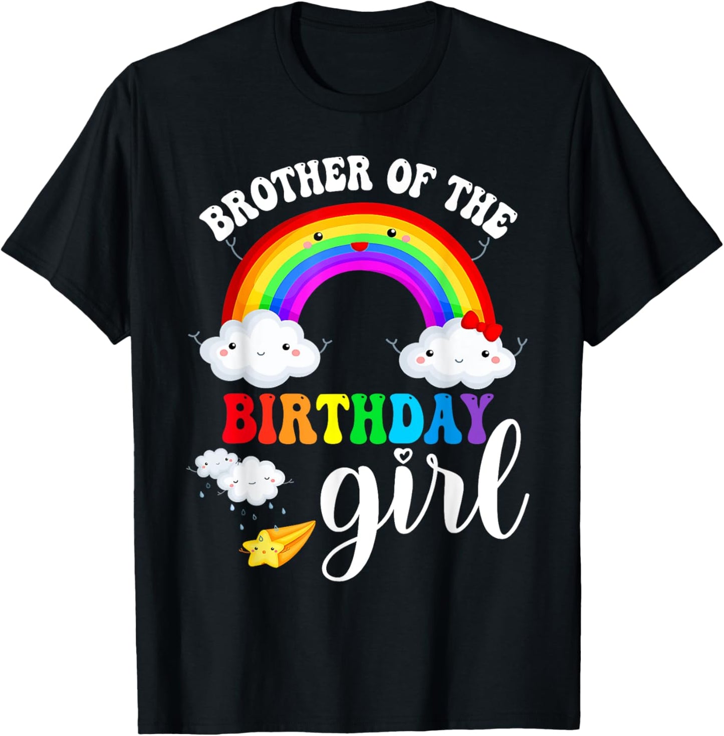 Brother of The Birthday Girl Rainbow B-Day Matching Family T-Shirt - T-Shirt | Black