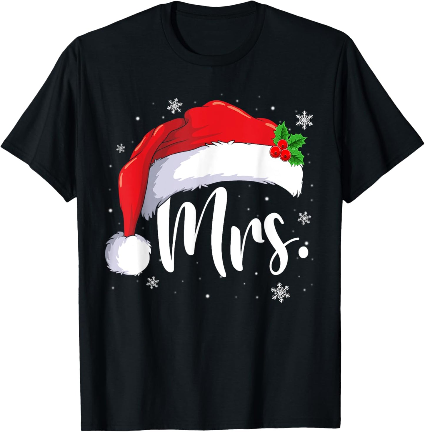 Mr and Mrs Claus Couples Matching Christmas Pajamas Santa T-Shirt - T-Shirt | Black