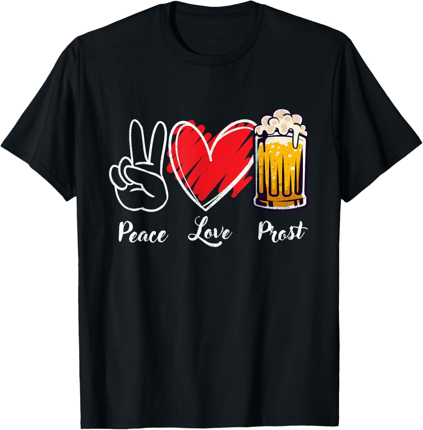 Peace Love Prost Oktoberfest Funny German Men Women Kid T-Shirt - T-Shirt | Black