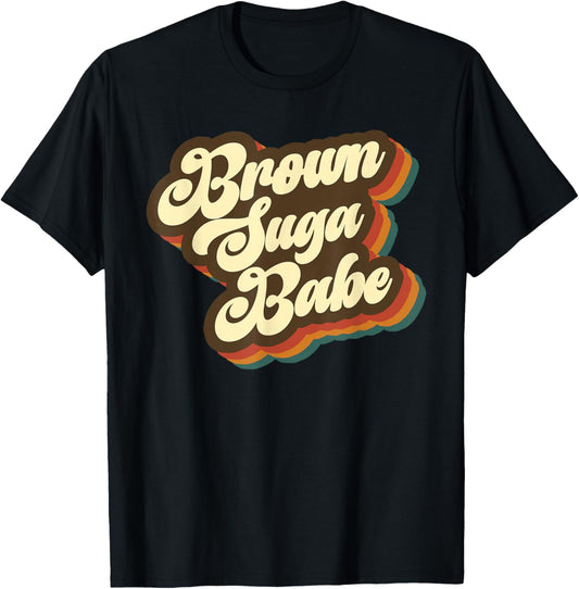 Brown Suga Babe Afro Woman Vintage 70s 80s T-Shirt - T-Shirt | Black