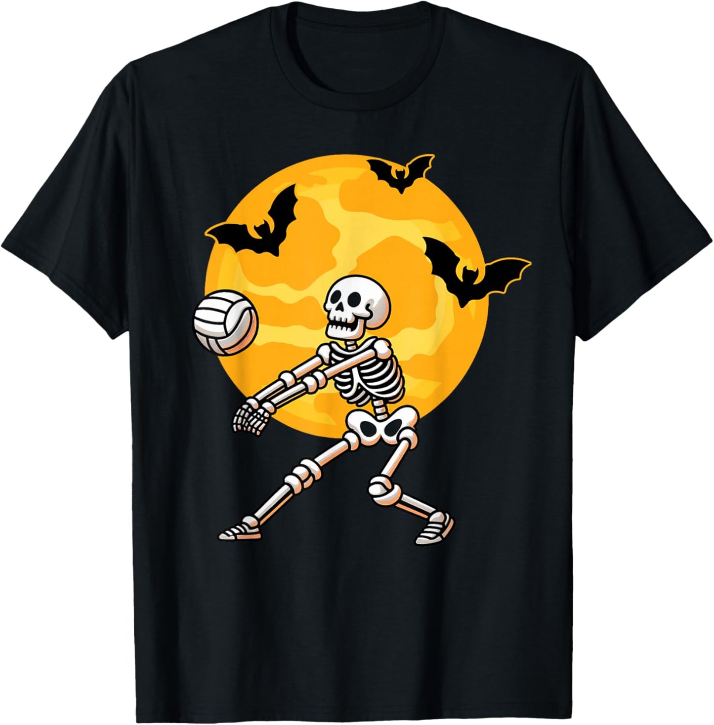Volleyball Skeleton Halloween Men Boys Volleyball Player T-Shirt - T-Shirt | Black