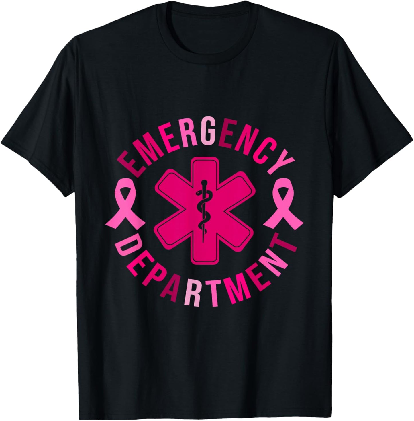 Emergency Department Emergency Room Nurse Breast Cancer T-Shirt - T-Shirt | Black