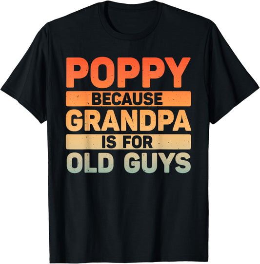 Poppy Design For Grandpa From Grandkids Father's Day Poppy T-Shirt - T-Shirt | Black