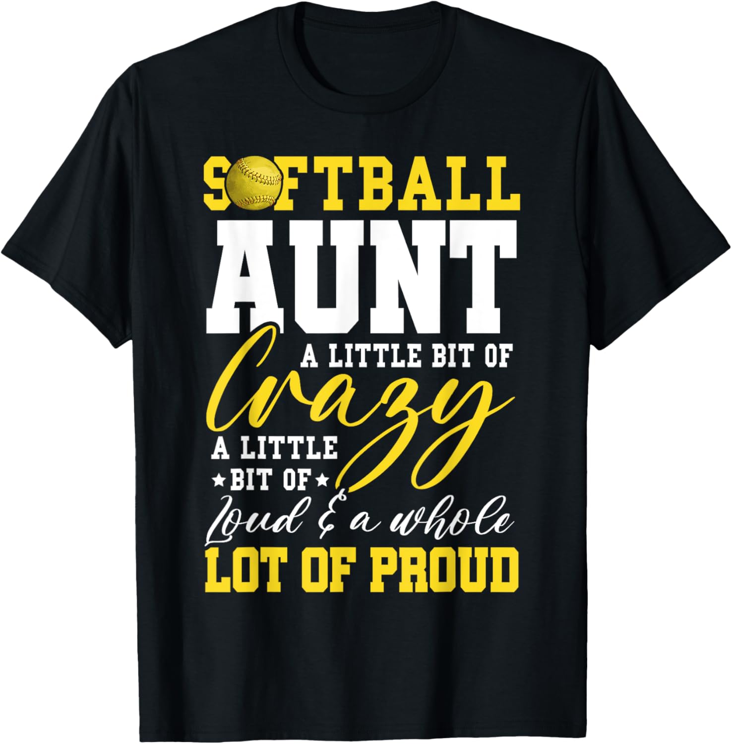 Softball Aunt Proud Aunt Of A Softball Player Aunt T-Shirt - T-Shirt | Black