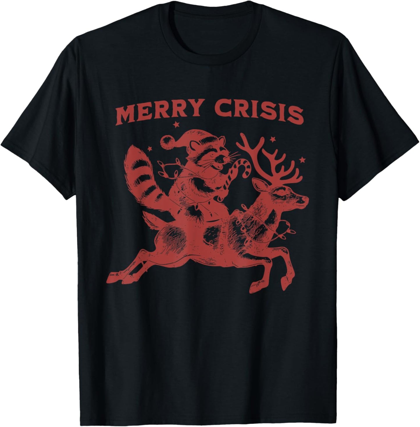 Merry Crisis Funny Xmas Christmas T-Shirt - T-Shirt | Black
