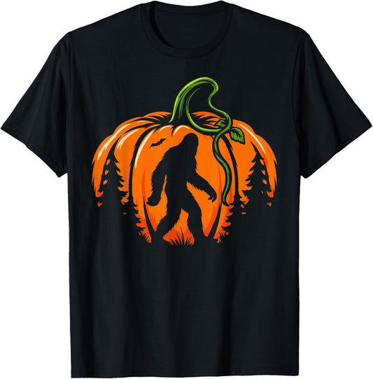 Bigfoot Pumpkin Halloween Costume Sasquatch Men Women Kids T-Shirt - T-Shirt | Black