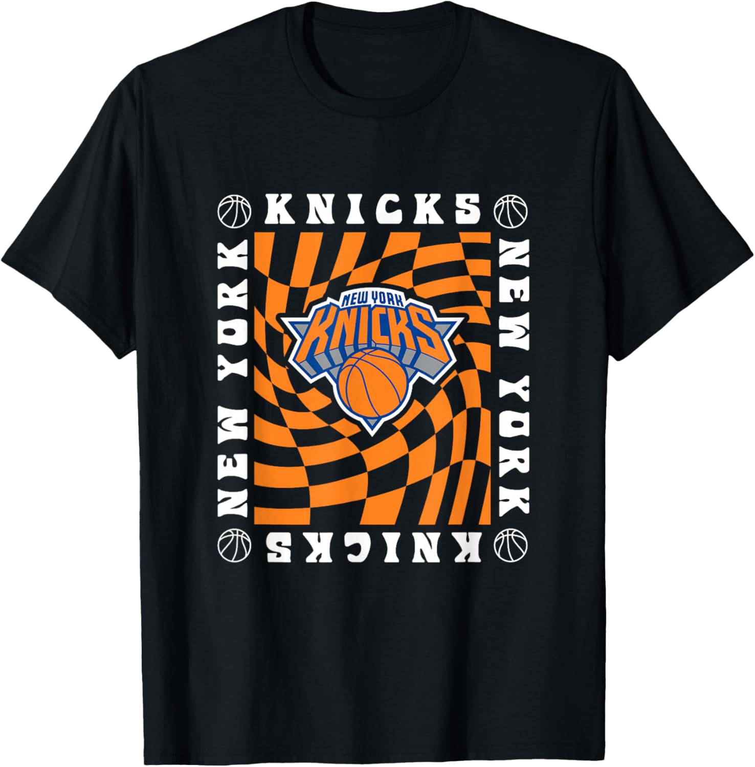 NBA New York Knicks Retro Checkerboard Wave T-Shirt - T-Shirt | Black