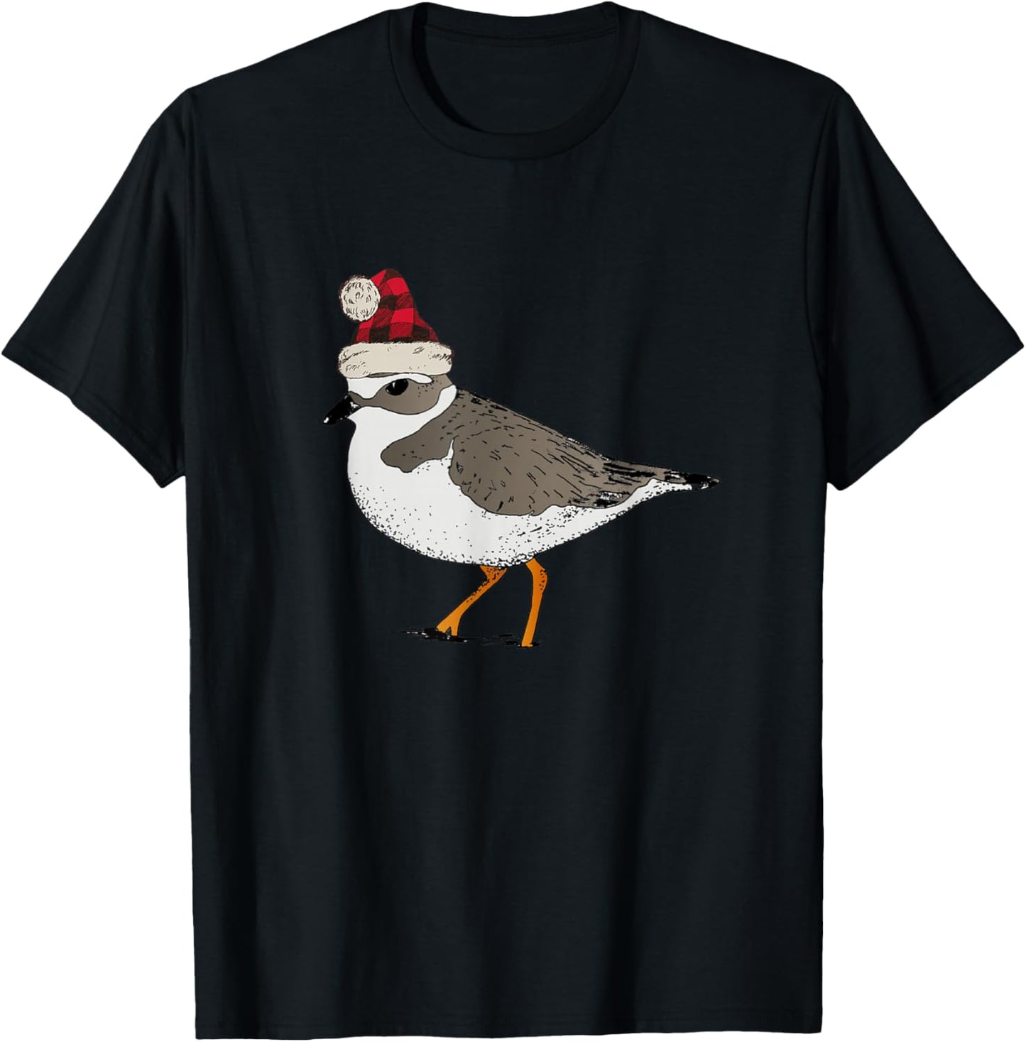 Piping Plover Christmas Shorebird Holiday Bird Birding T-Shirt - T-Shirt | Black