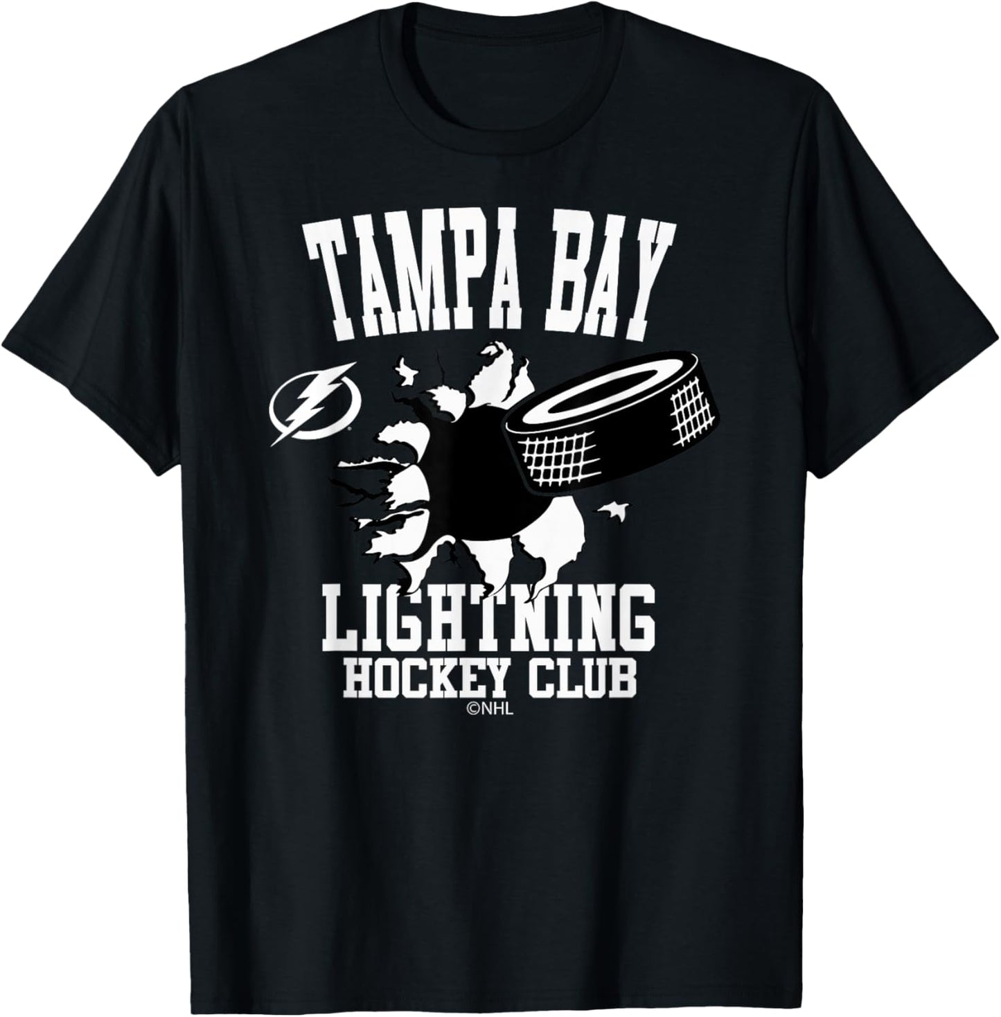 Tampa Bay Lightning Puck Burst Royal Officially Licensed T-Shirt - T-Shirt | Black