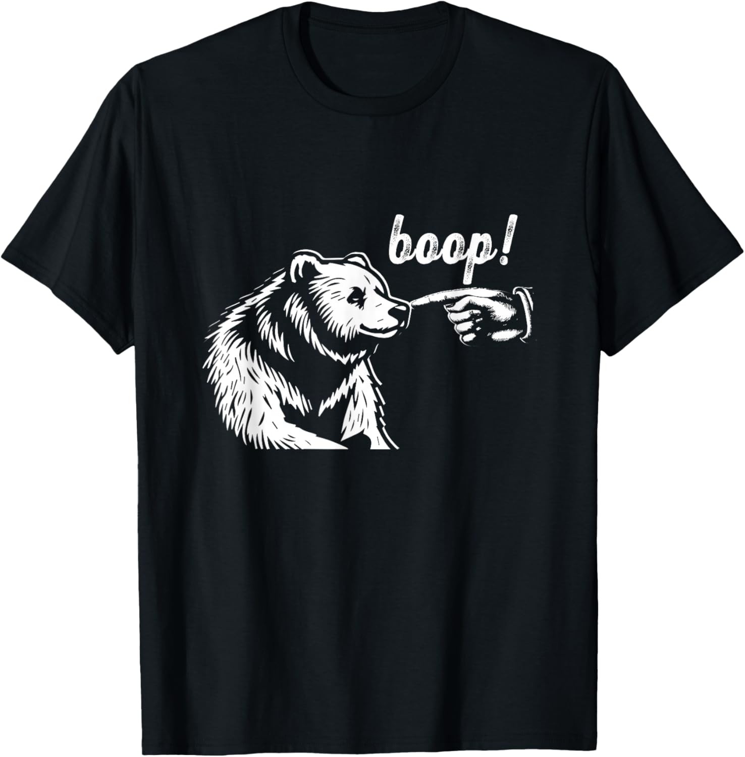Boop Bear Funny Hand Touch Bear Nose Wildlife Animal Meme T-Shirt - T-Shirt | Black