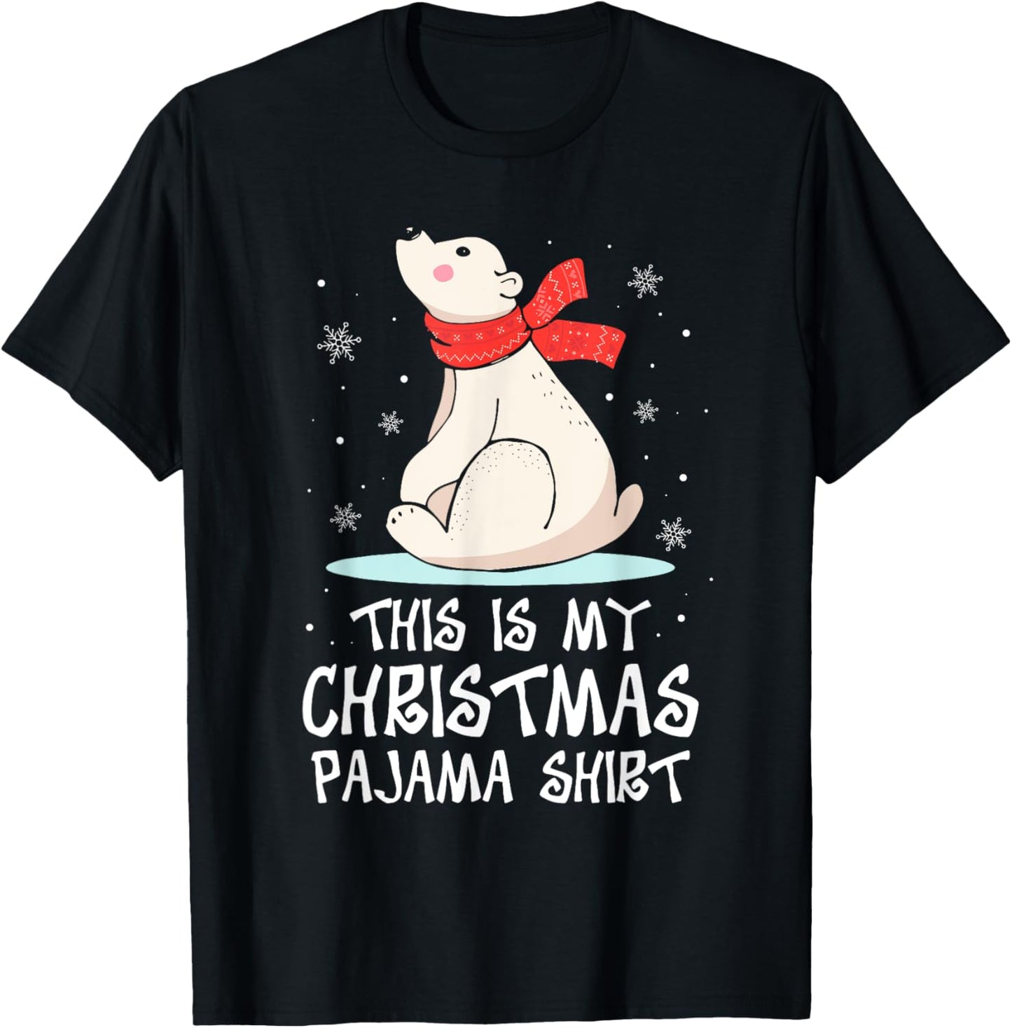 This is My Christmas Pajama Shirt Polar Bear Funny Xmas Kid T-Shirt - T-Shirt | Black