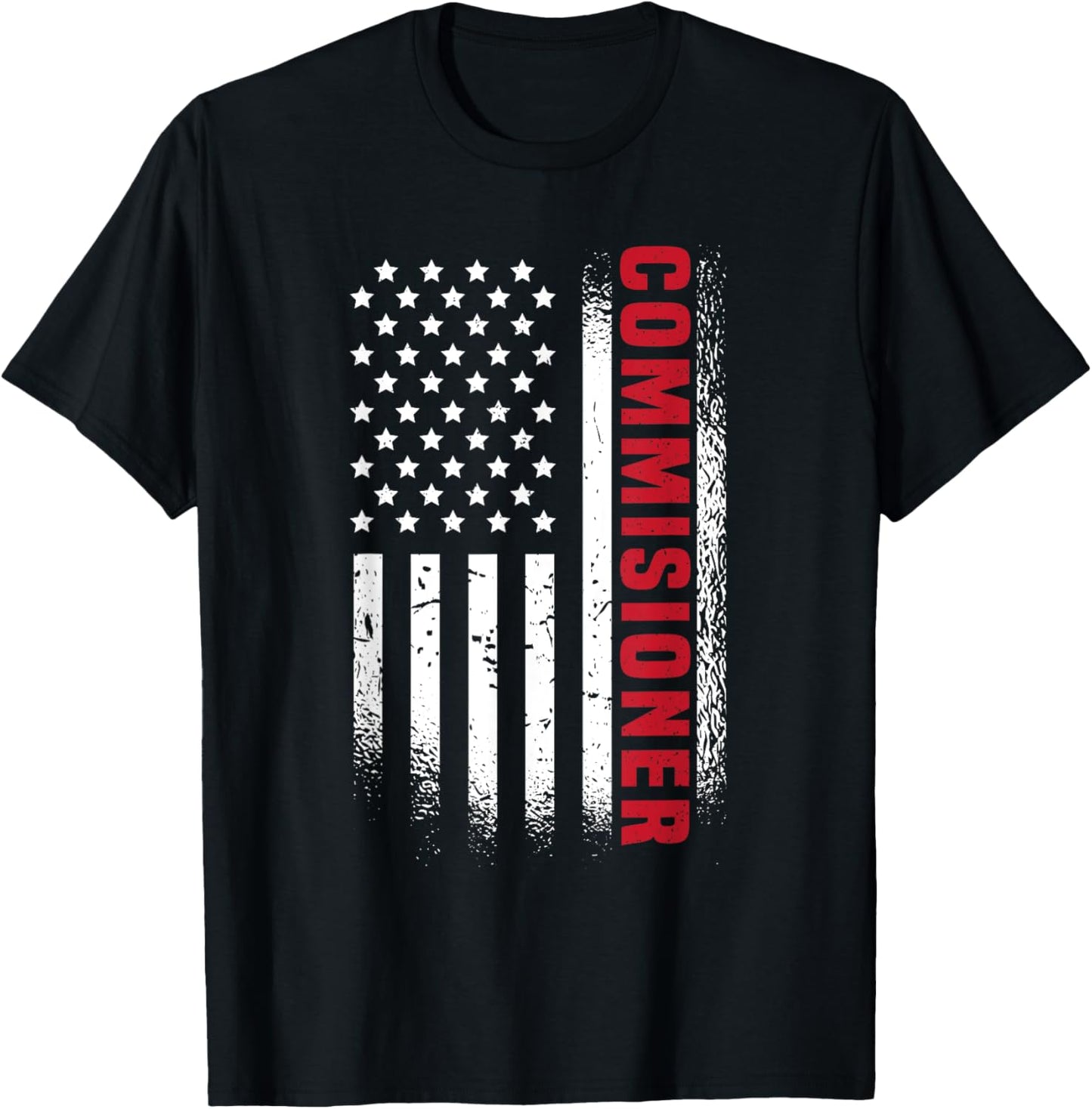 Fantasy Football Commissioner American Flag Fantasy Commish T-Shirt - T-Shirt | Black