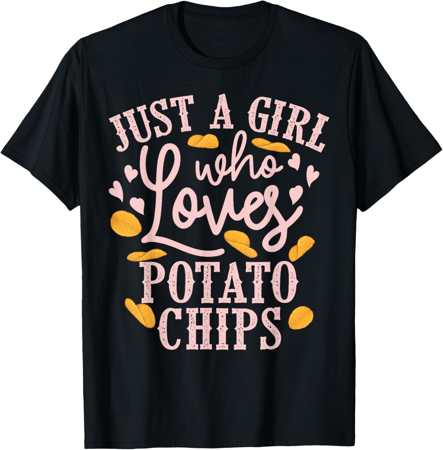 Funny Potato Chips Design Girls Kids Bag Of Chips T-Shirt - T-Shirt | Black