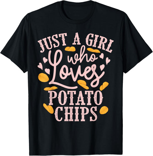 Funny Potato Chips Design Girls Kids Bag Of Chips T-Shirt - T-Shirt | Black