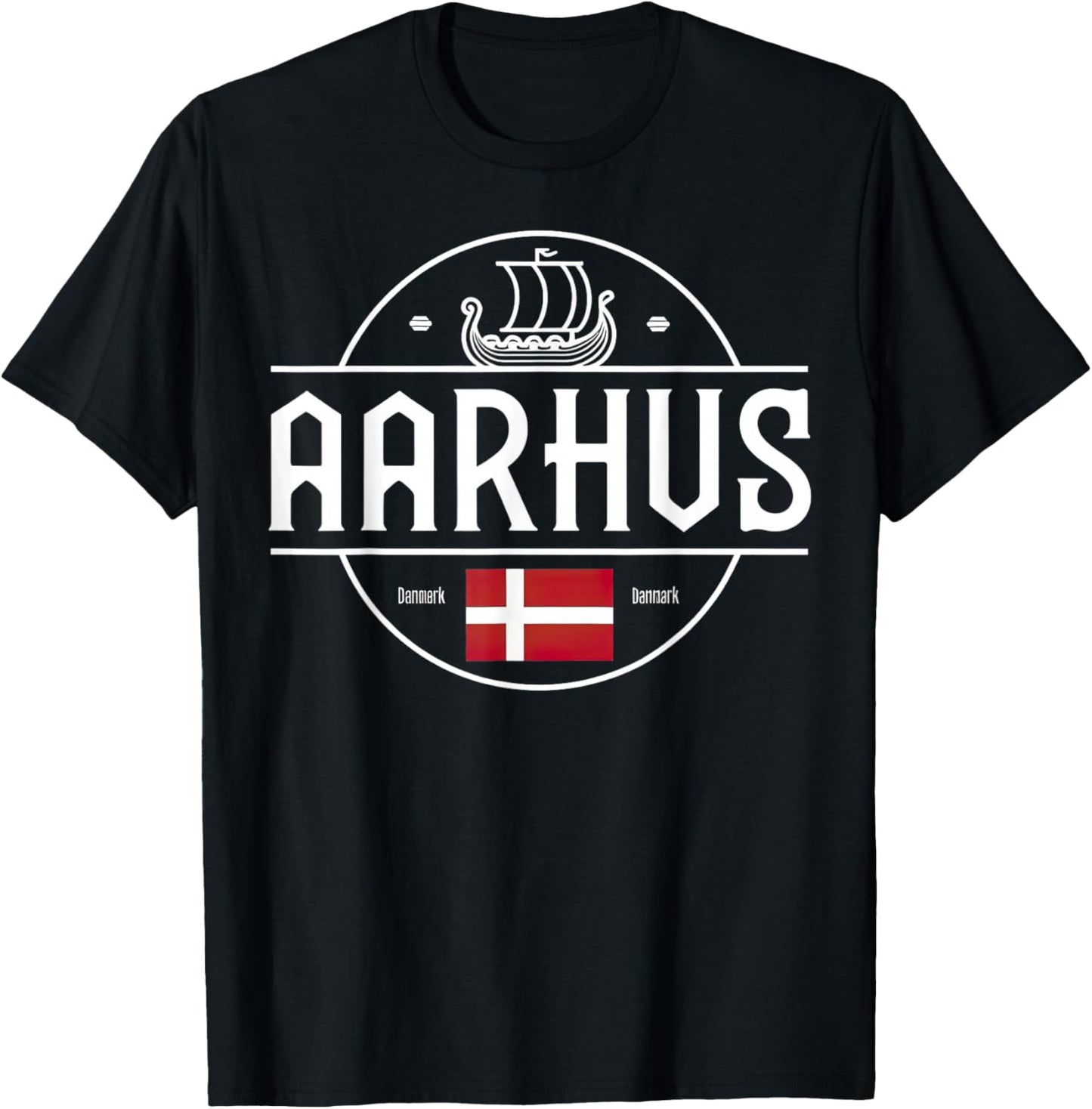 Aarhus Denmark Danmark City Viking Flag Pride T-Shirt - T-Shirt | Black