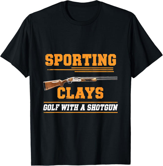 Sporting Clays Clay Golf Shotgun Shooting Sports T-Shirt - T-Shirt | Black
