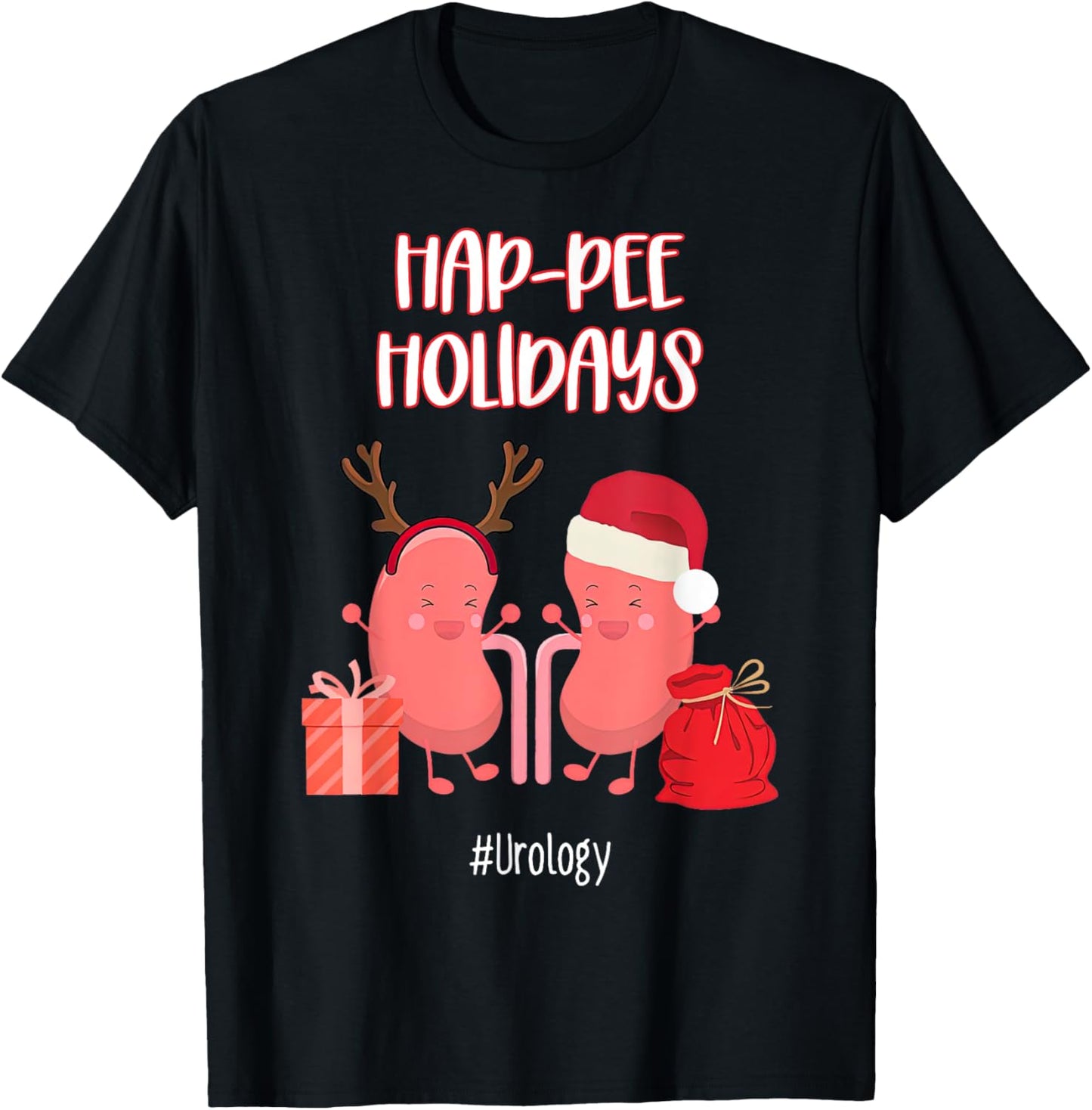 Hap-pee Urology Nurse Nephrology Urologist Nursing Christmas T-Shirt - T-Shirt | Black