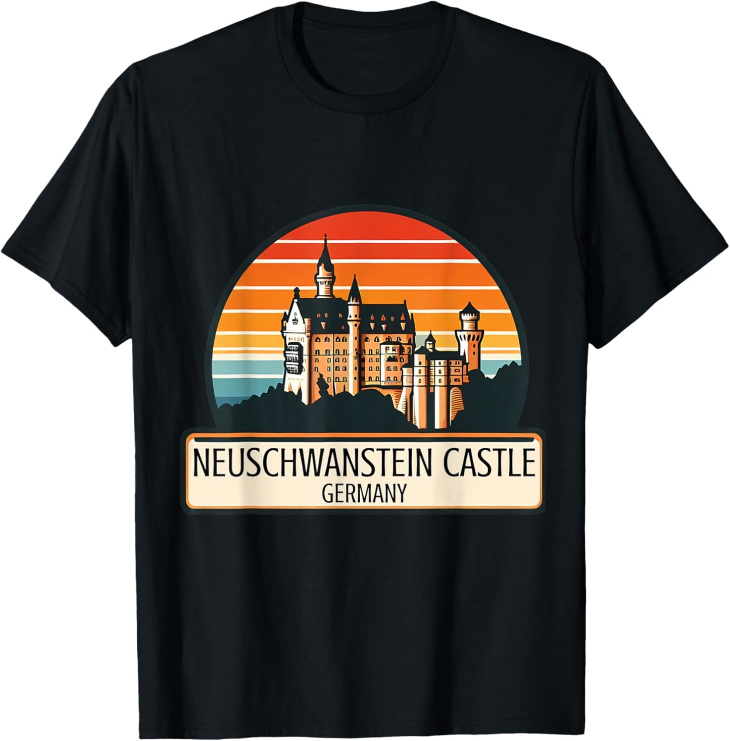 Neuschwanstein Castle Bavaria Germany Souvenir Memorabilia T-Shirt - T-Shirt | Black