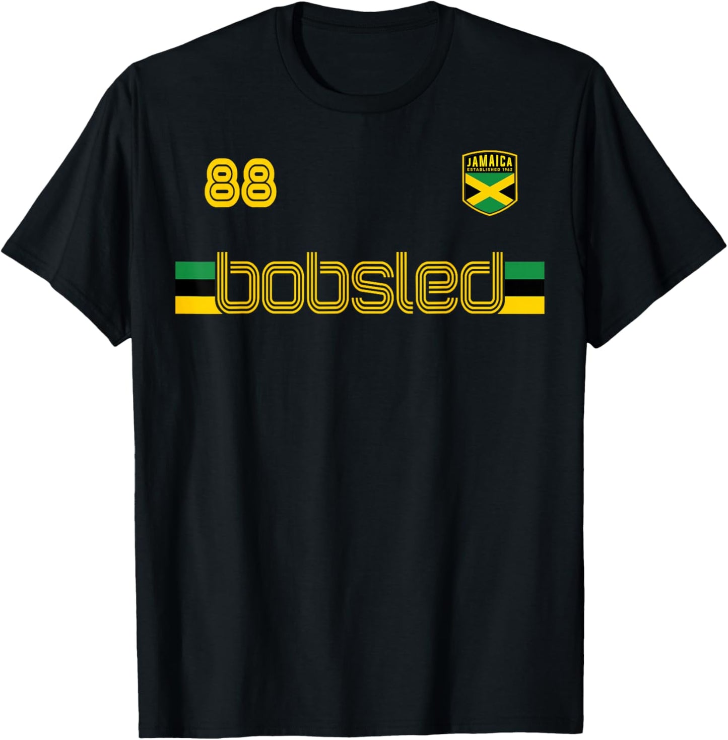 Jamaica Bobsled Team Vintage Jamaican Flag Clothing T-Shirt - T-Shirt | Black