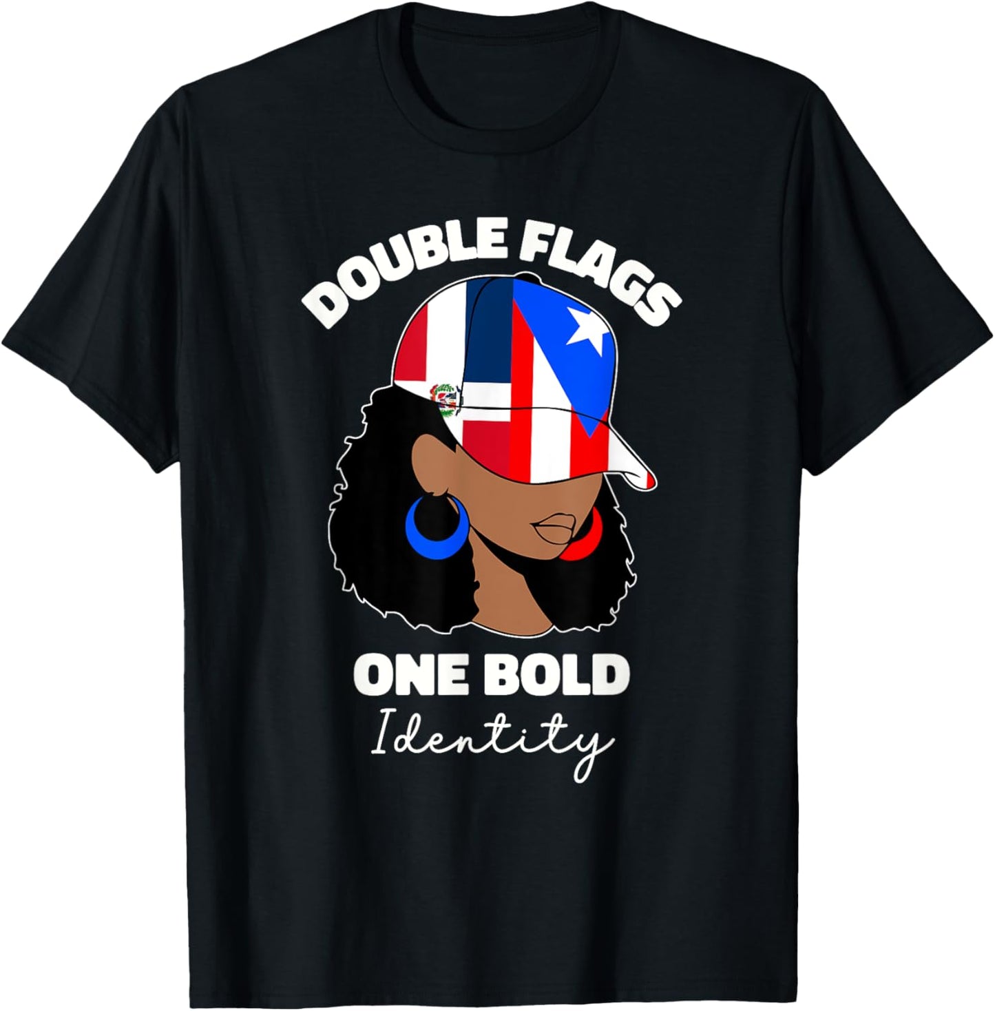 Half Dominican And Puerto Rican Rico Flag DominiRican Girl T-Shirt - T-Shirt | Black