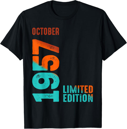 October 1957 Limited Edition Birthday T-Shirt - T-Shirt | Black