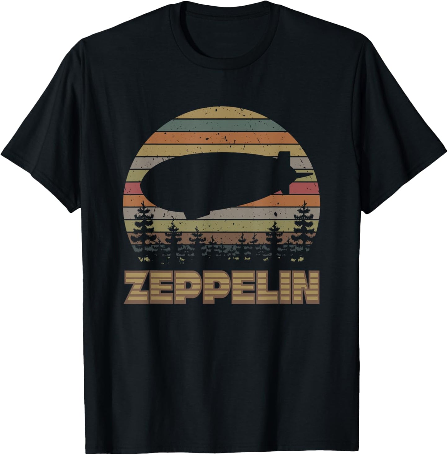 Vintage Zeppelin Funny Sunset Airship Pilot Dirigible Lovers T-Shirt - T-Shirt | Black