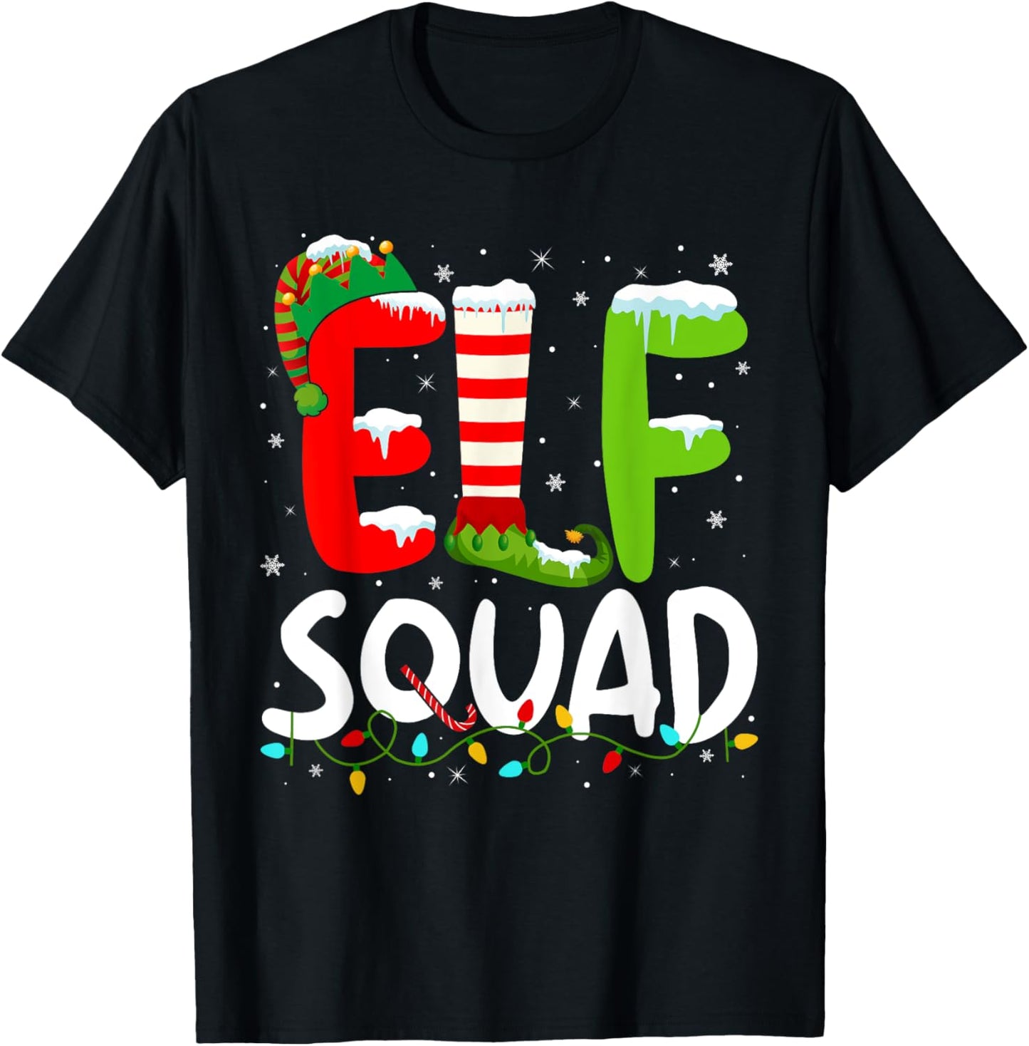 Elf Family Christmas Matching Pajamas Xmas Elf Squad T-Shirt - T-Shirt | Black