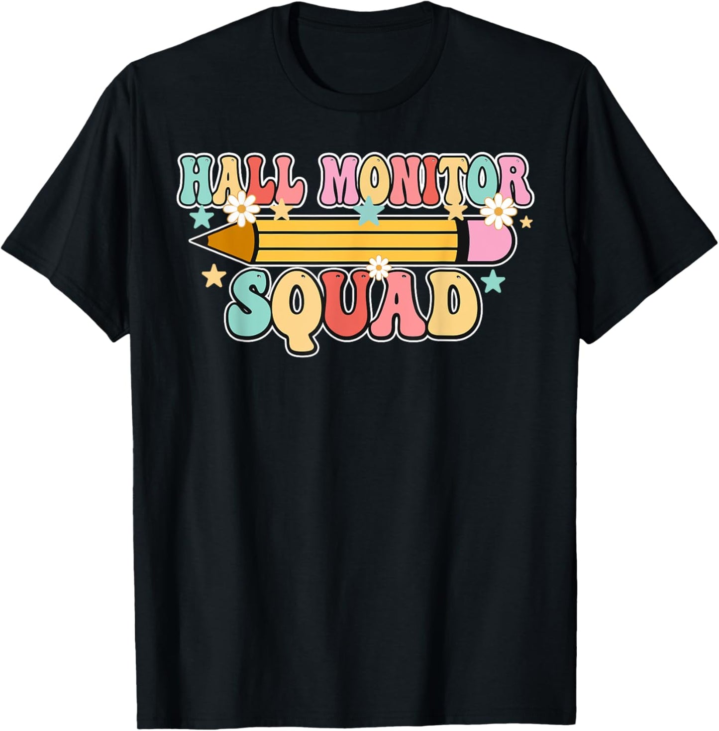 School Hall Monitor Squad Cool Retro Back to School Team T-Shirt - T-Shirt | Black