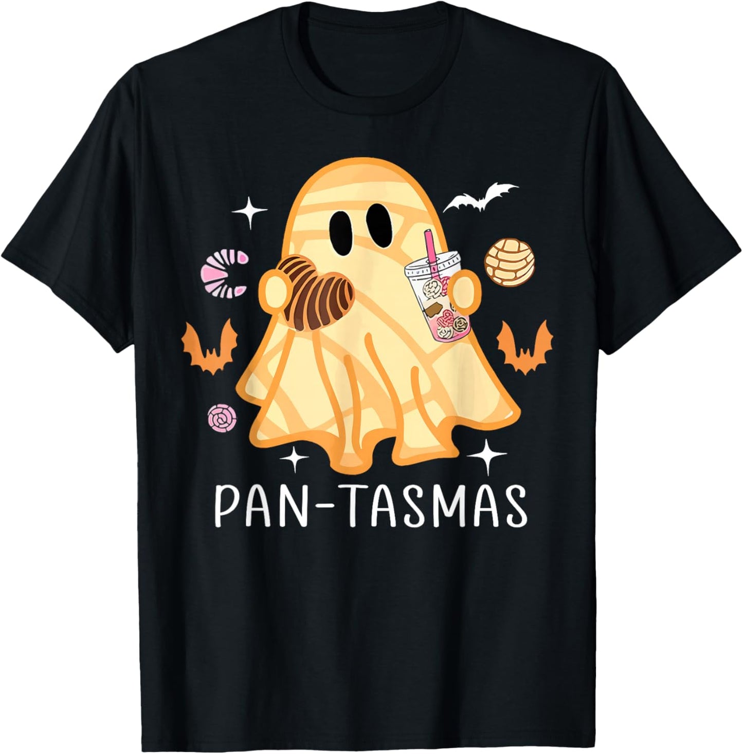 Pantasmas Ghost Funny Spooky Conchas Mexican Ghost Halloween T-Shirt - T-Shirt | Black