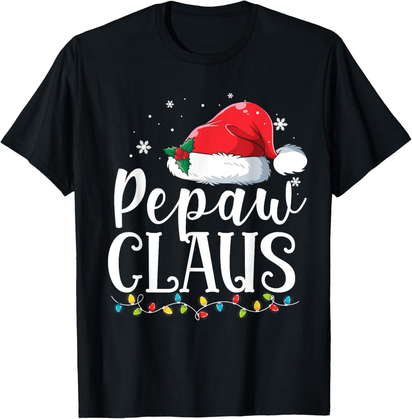 Pepaw Claus Christmas Family Matching Pajamas Funny Xmas T-Shirt - T-Shirt | Black