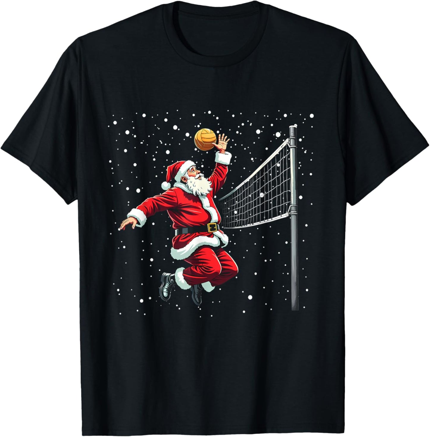 Santa Claus Volleyball Player Christmas Winter Holiday Xmas T-Shirt - T-Shirt | Black