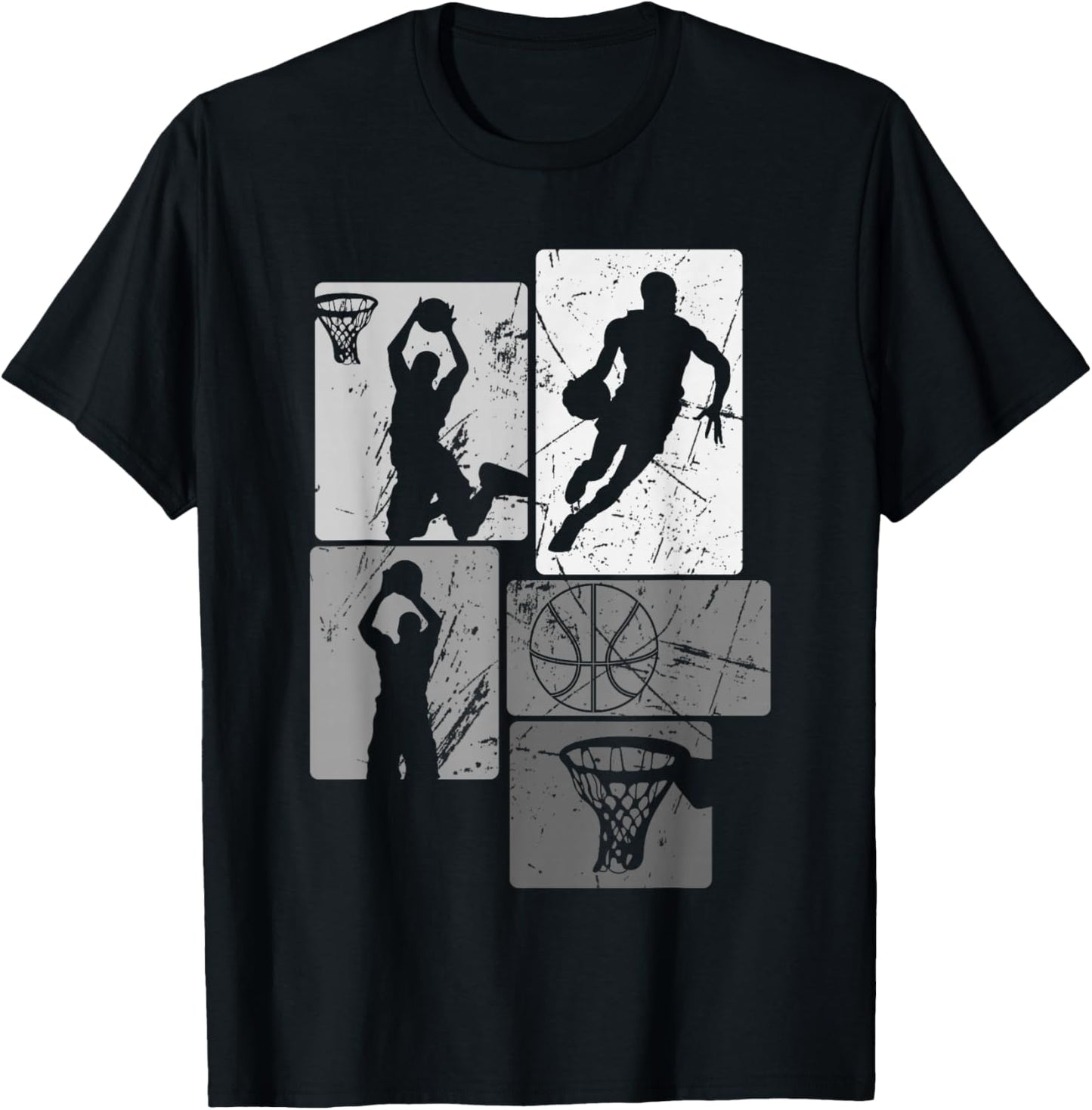 Retro Style Basketball Playing Kids Boys 10-12 12-14 Gifts T-Shirt - T-Shirt | Black