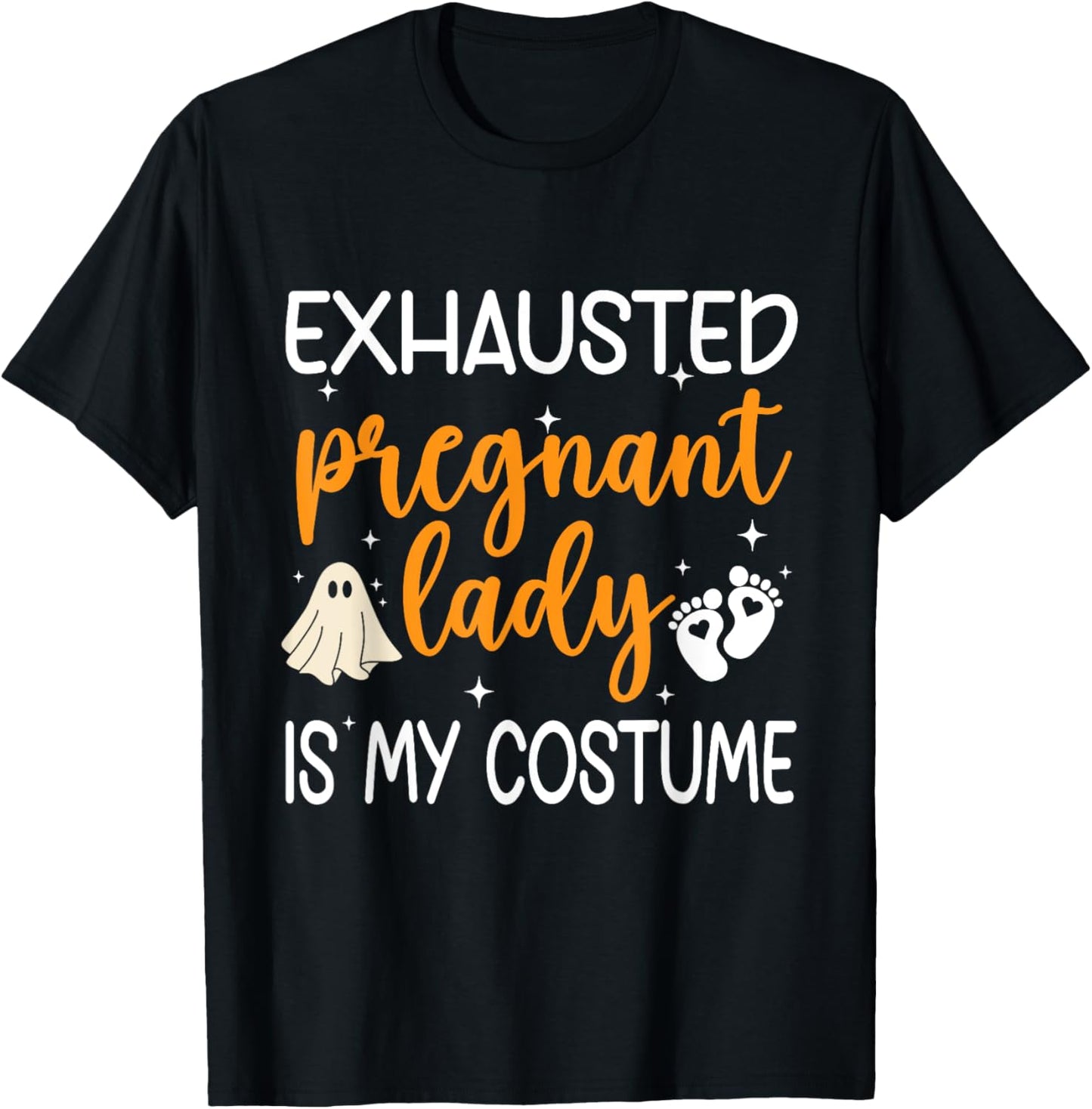 Exhausted Pregnant Lady Is My Costume Pregnancy Halloween T-Shirt - T-Shirt | Black