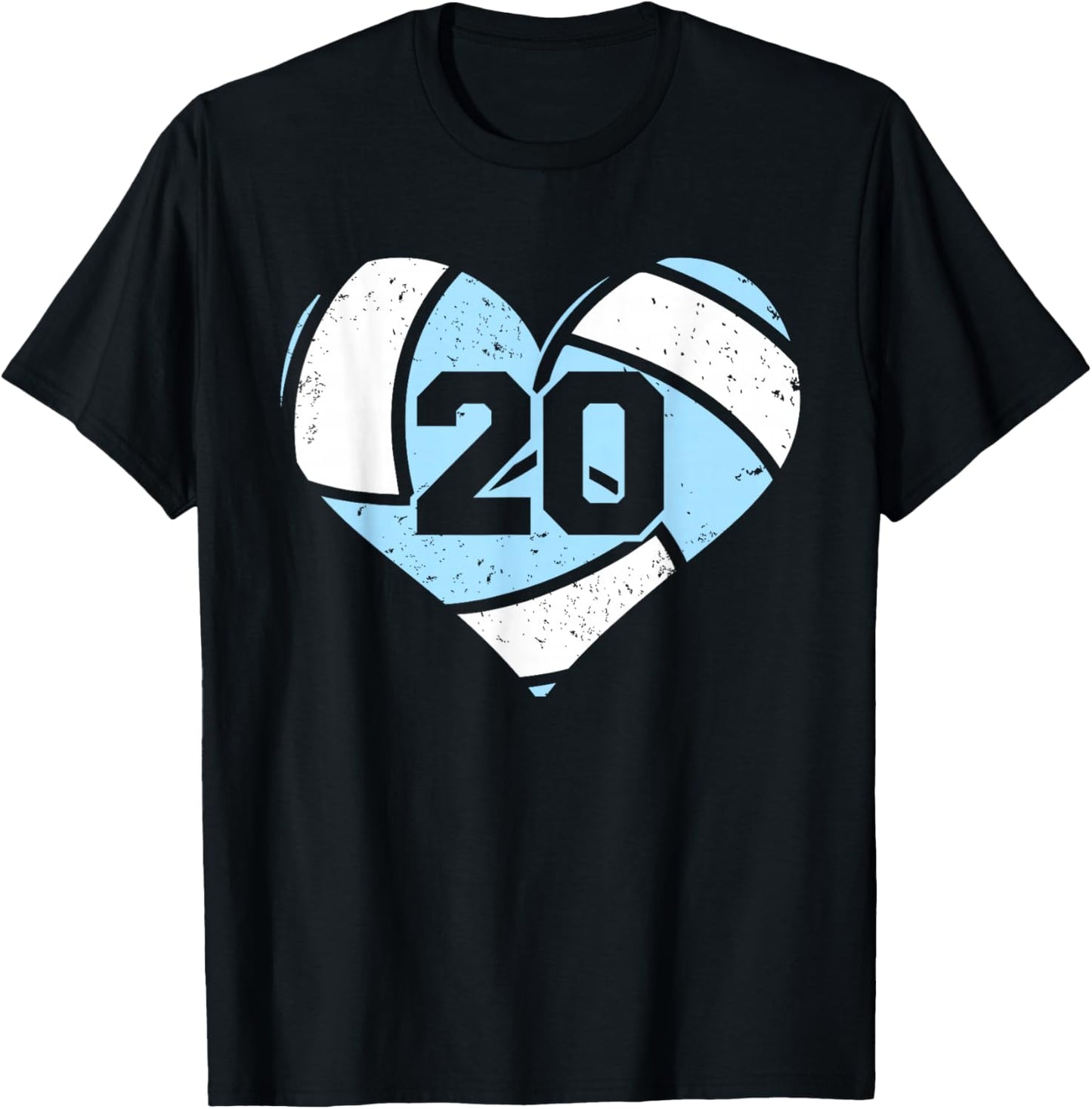 Volleyball Number 20 Jersey Funny Volleyball Heart Game Day T-Shirt - T-Shirt | Black