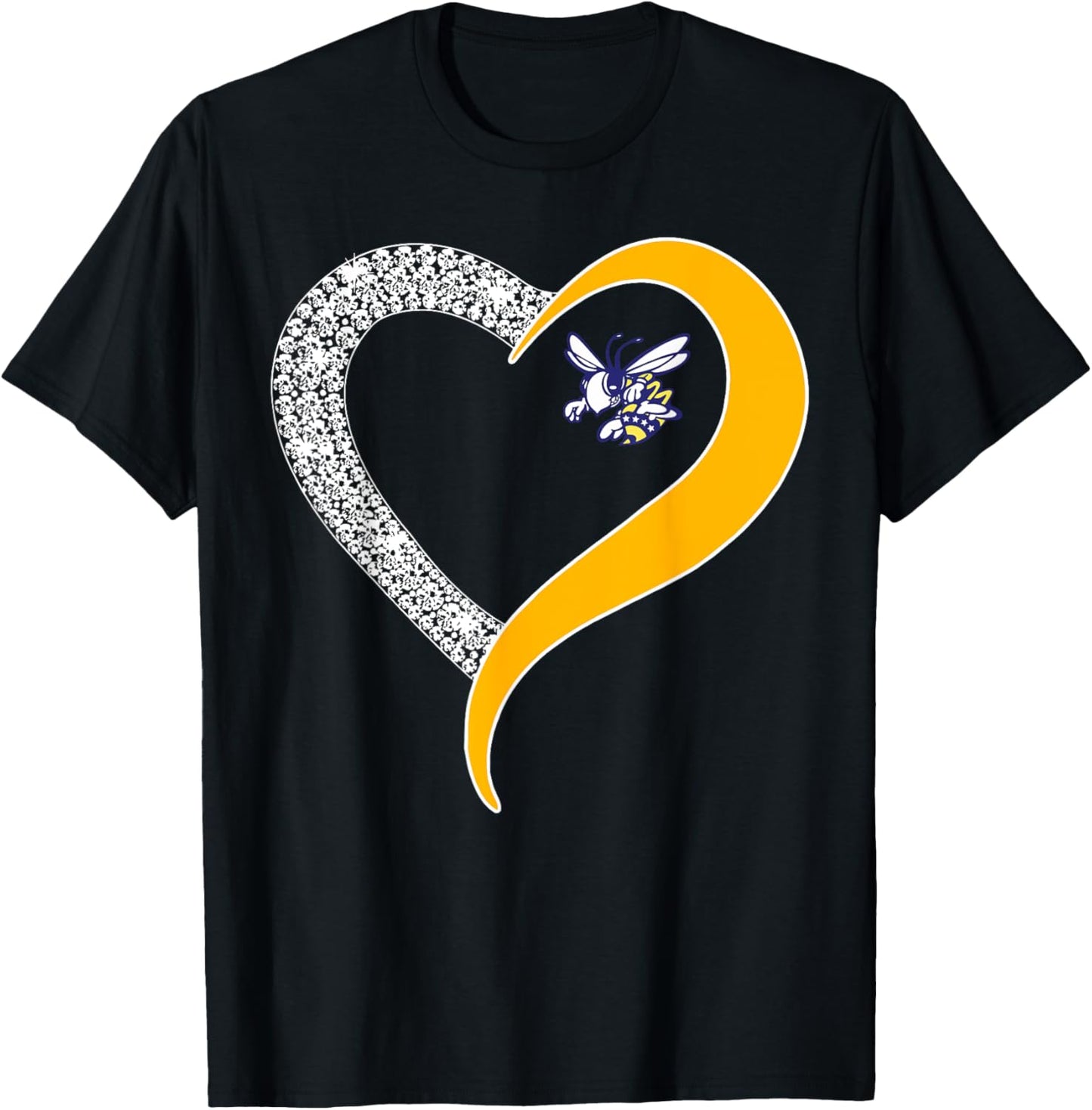Stephenville Yellow Jackets Logo Diamond Heart HS T-Shirt - T-Shirt | Black