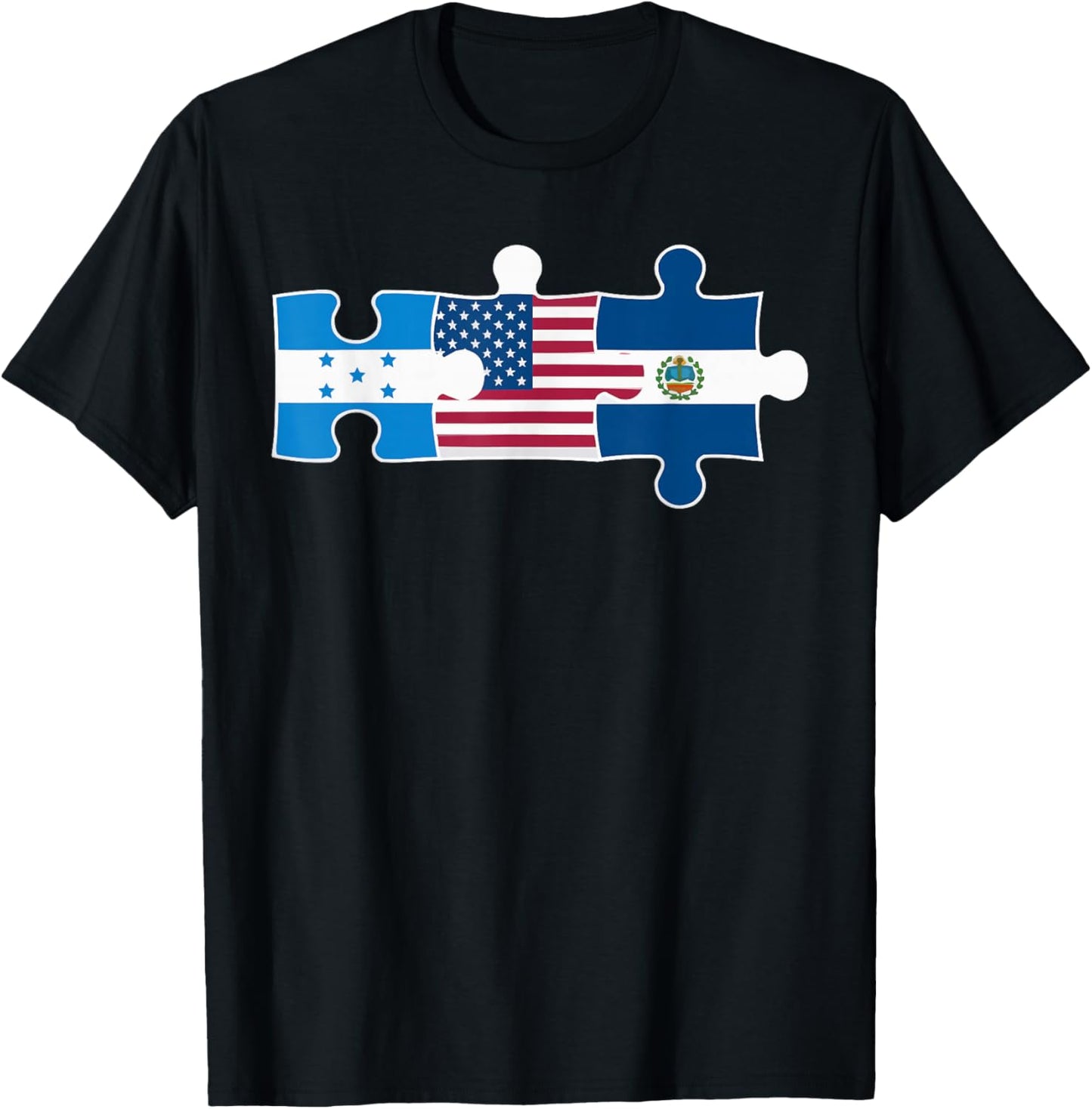 Half Honduran Half Savadorian El Salvador Flag Honduras T-Shirt - T-Shirt | Black
