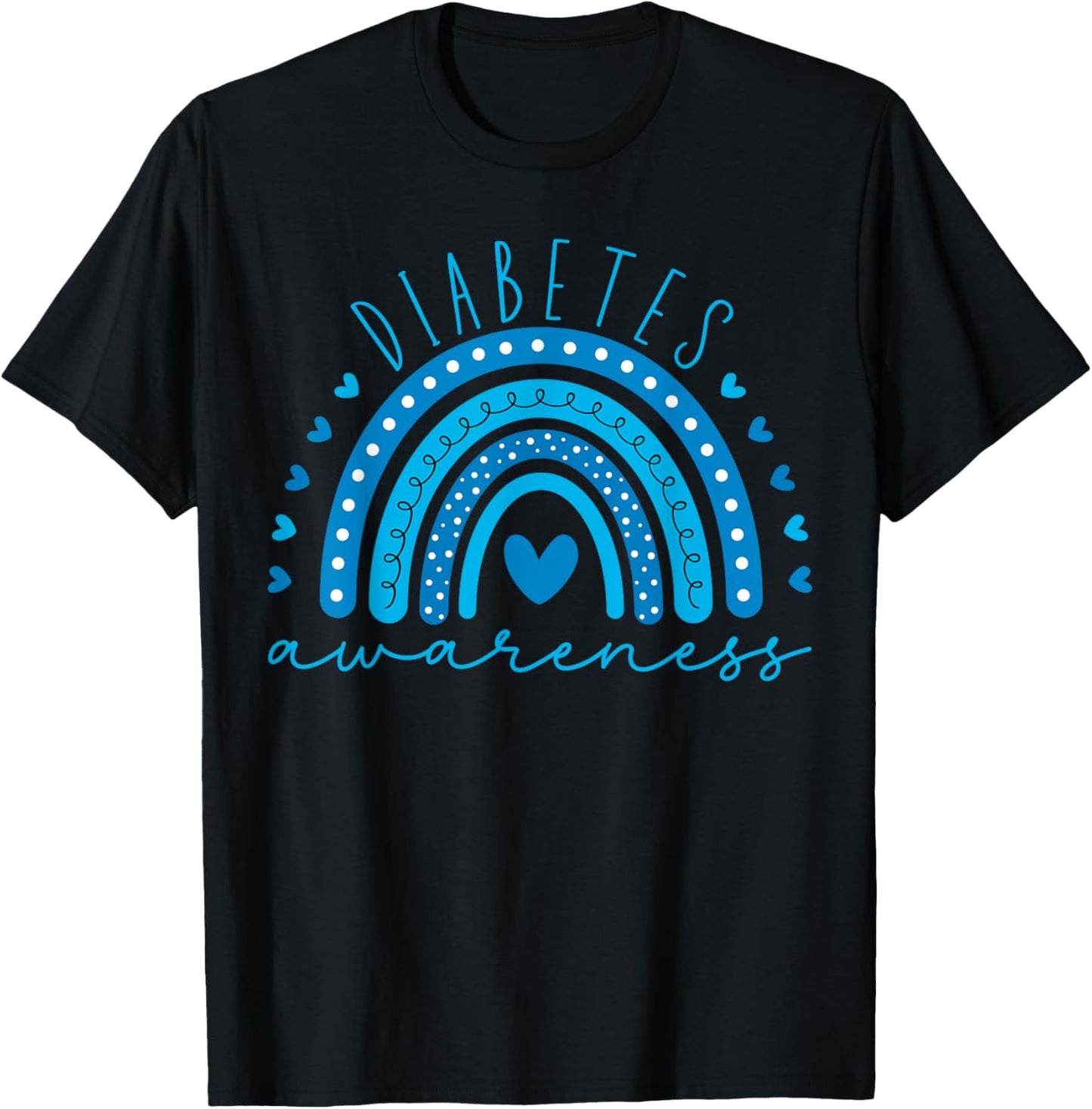 Diabetes Awareness blue Rainbow Diabetic men women Diabetes T-Shirt - T-Shirt | Black