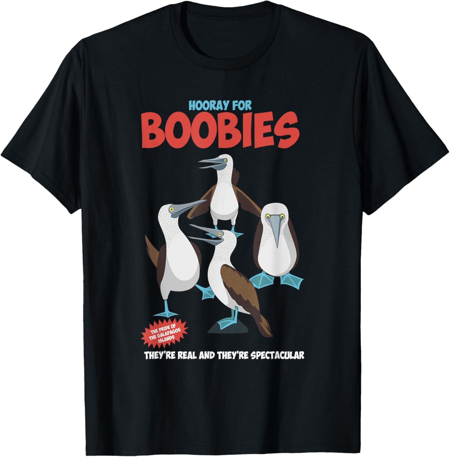 Hooray For Boobies They're Real Funny Quote T-Shirt - T-Shirt | Black
