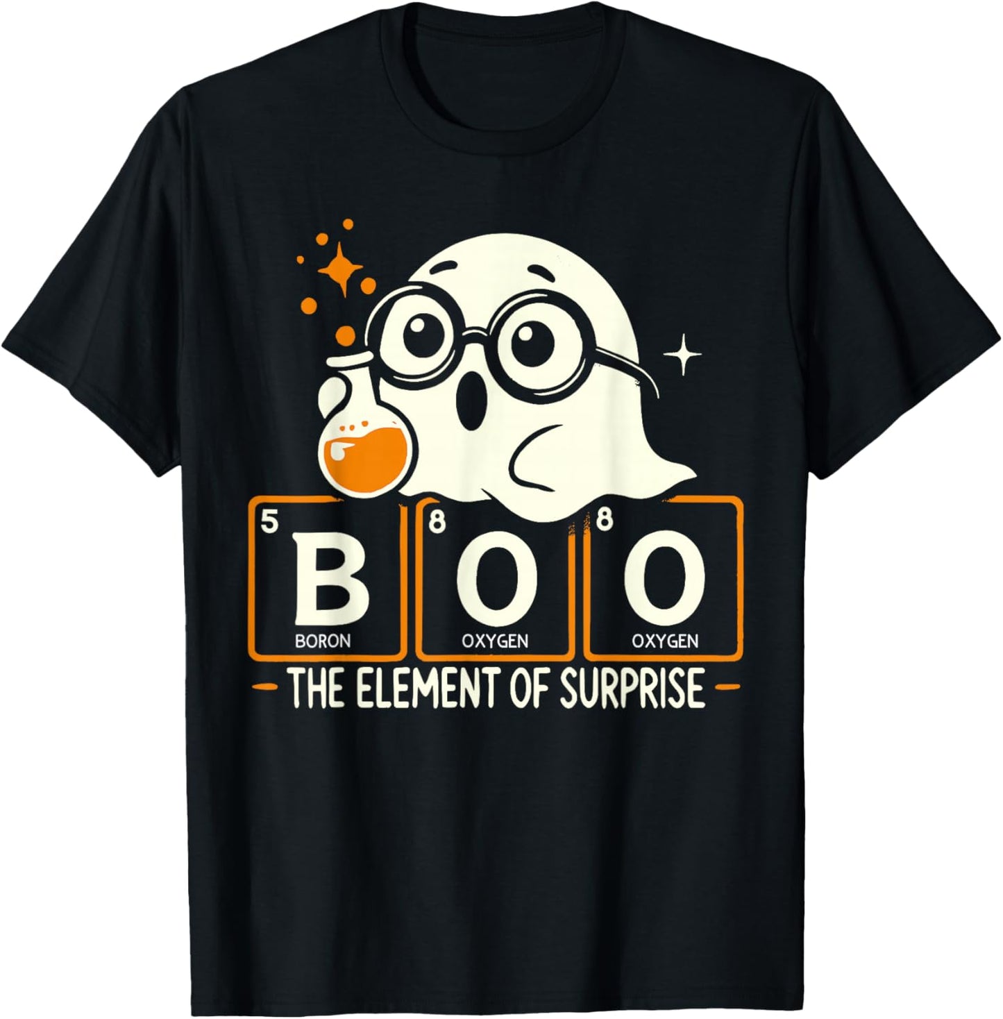 Boo The Element Of Surprise Shirt Cute Ghost Science Vintage T-Shirt - T-Shirt | Black