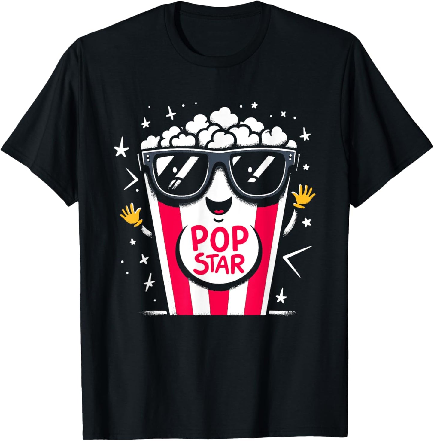 Popcorn Pop Star - Funny Graphic Popcorn Movie Lover T-Shirt - T-Shirt | Black