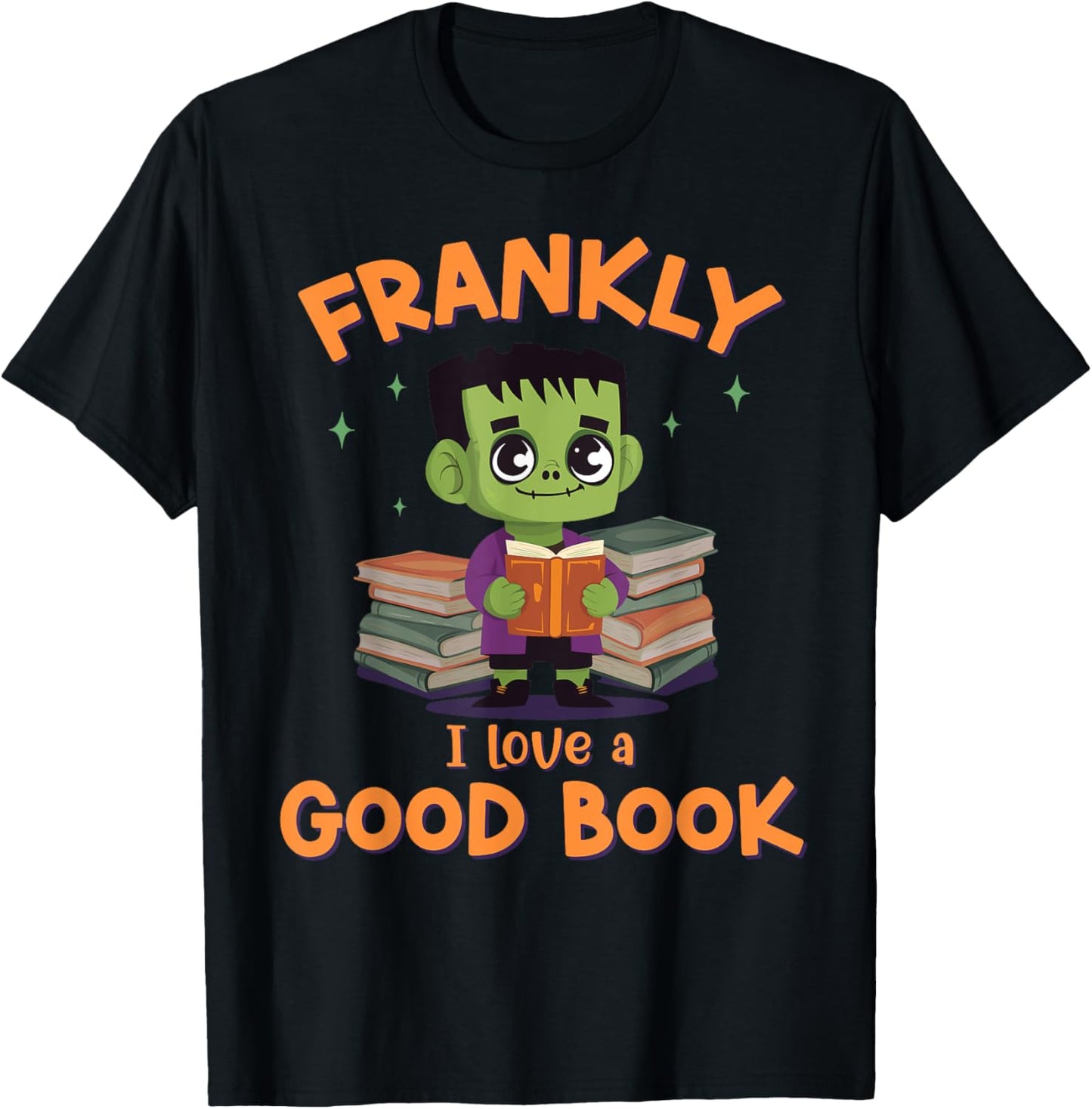 Cute Halloween Teacher Librarian Frankenstein Reading Books T-Shirt - T-Shirt | Black
