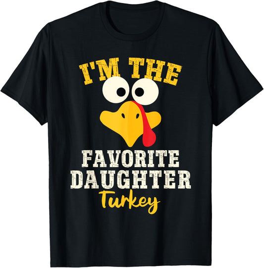 Favorite Daughter Turkey Family Matching Thanksgiving Group T-Shirt - T-Shirt | Black