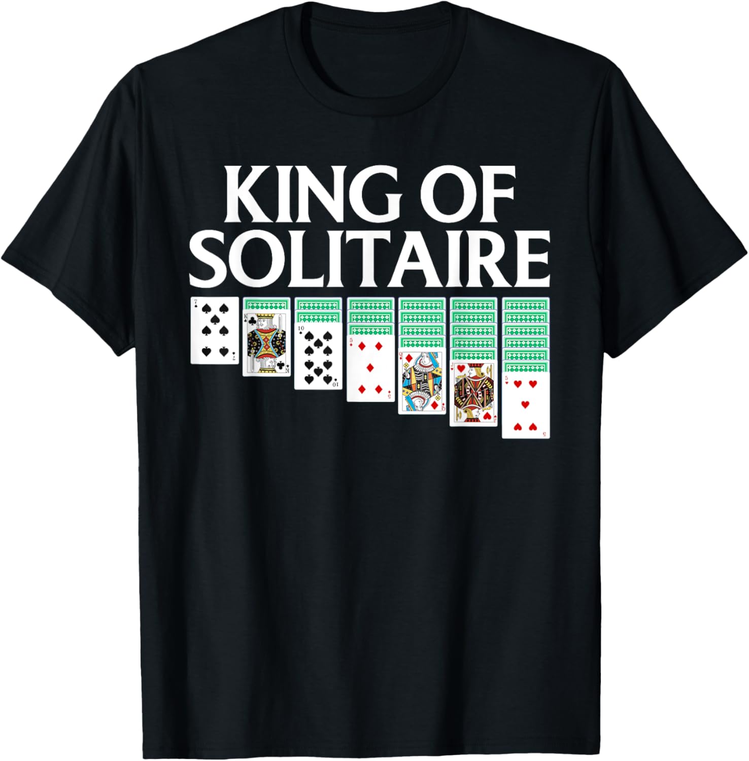 Funny King of Solitaire Art Grandpa Solitaire Player T-Shirt - T-Shirt | Black