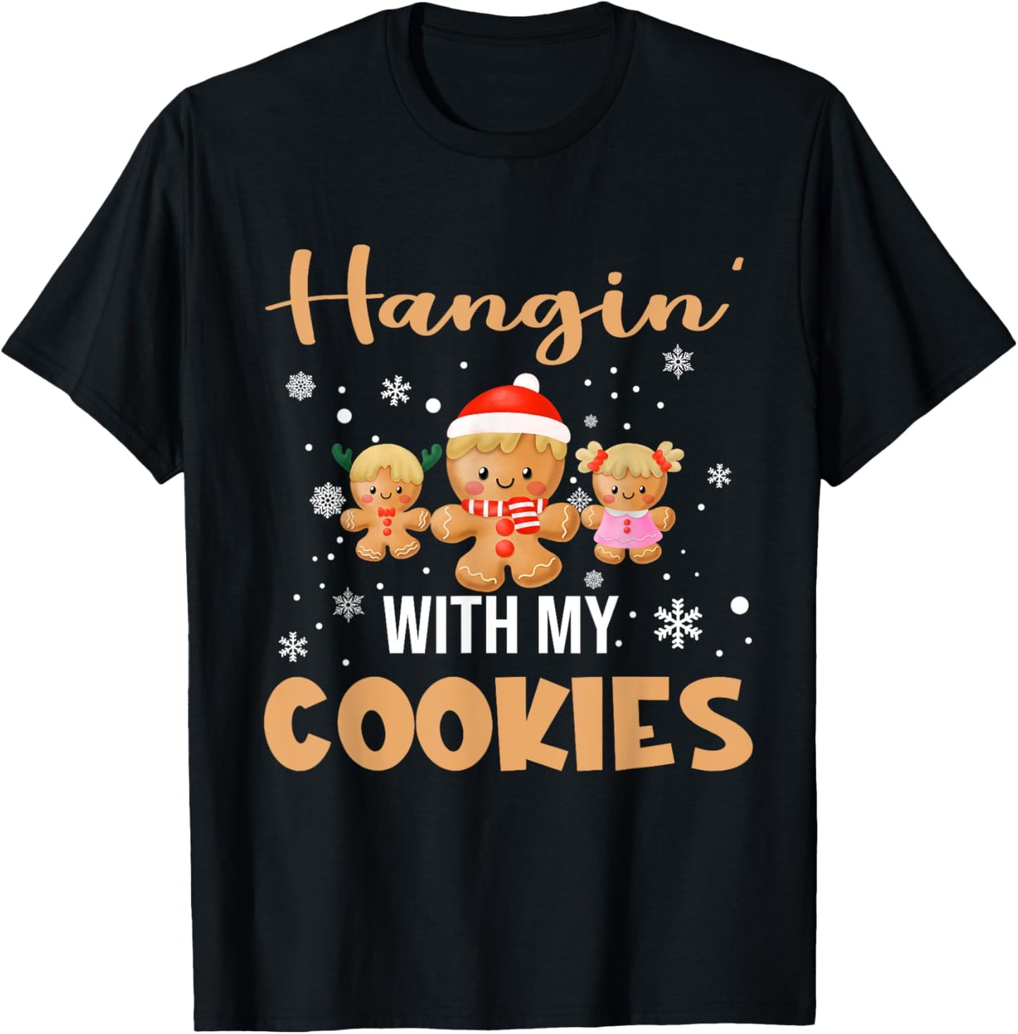 Hangin With My Cookies Gingerbread Women Christmas Teacher T-Shirt - T-Shirt | Black