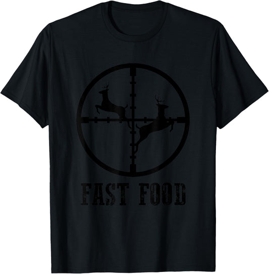 Deer Hunting Funny Hunter Fast Food Camouflage T-Shirt - T-Shirt | Black