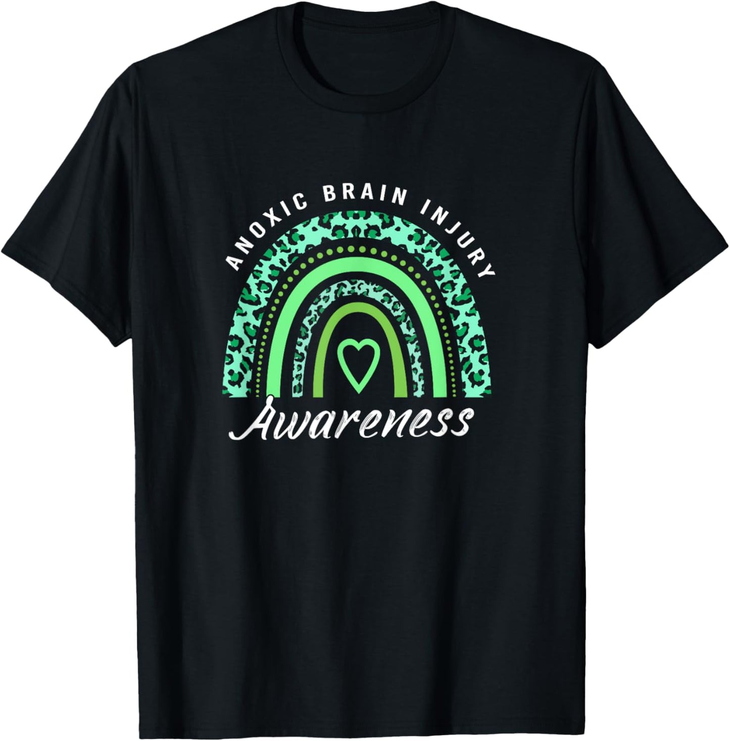 Boho Rainbow Green Anoxic Brain Injury Awareness T-Shirt - T-Shirt | Black
