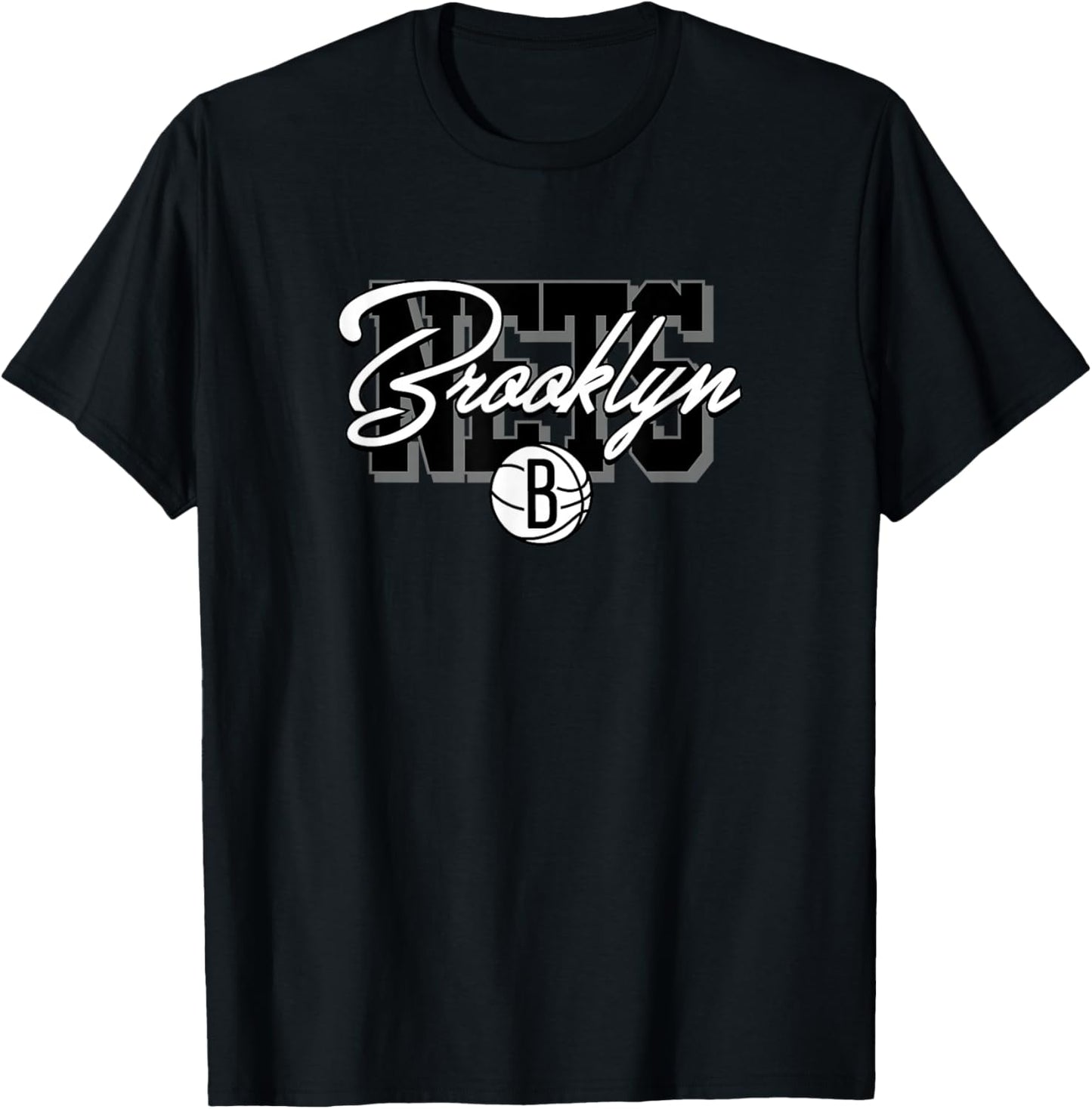 NBA - Brooklyn Nets Blockletter Script Logo Black T-Shirt - T-Shirt | Black