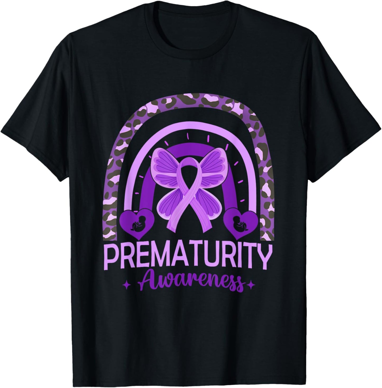 Butterfly Rainbow Preemie Prematurity Awareness Women Kids T-Shirt - T-Shirt | Black